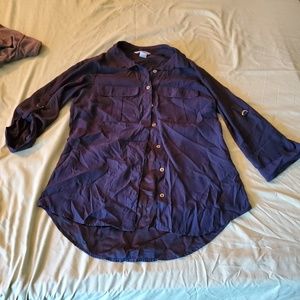 H&M navy collared button down blouse